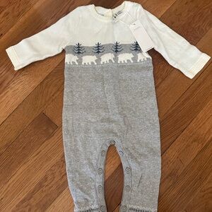 Janie and Jack Cream and Blue Sweater